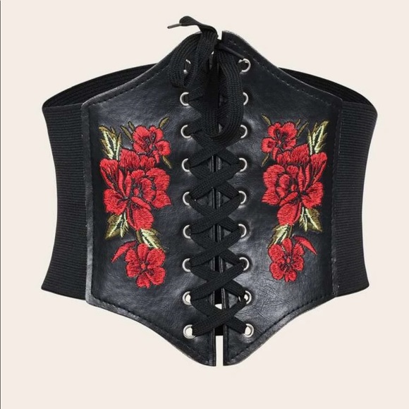 Black Rose Corset Belt New - Picture 3 of 7